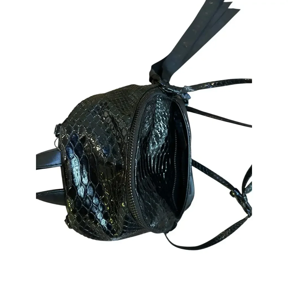 Victoria Secret Mini Backpack Purse Black Crocodile Pattern